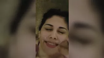 Amateur Teen Cumslut Gets Double Facial in Homemade Threesome