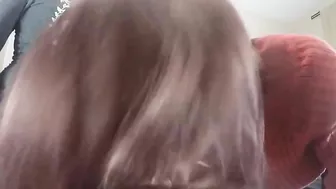 Amateur Brunette & Redhead Threesome Blowjob Group FFM Homemade Sucking