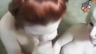 Busty Cum Sluts Get Cum on Tits in Amateur Threesome Blowjob