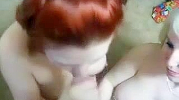Busty Cum Sluts Get Cum on Tits in Amateur Threesome Blowjob