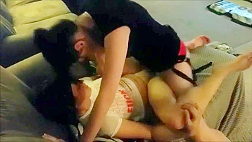 Bisexual Wife Birthday Threesome with Pussy Licking and Strapon