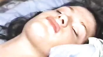 MILF First Gangbang with Shaved Small Tits and Cream Pie