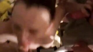 MILF Wife Double Blowjob & Gangbang with Cuckold Hubby
