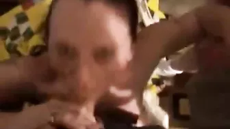 MILF Wife Double Blowjob & Gangbang with Cuckold Hubby