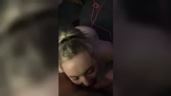 Blonde Cum Slut Gabriela Sucks Hard in Homemade Threesome