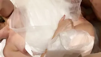 Wedding Night Threesome with Big Titted MILF and Cuckold Hubby