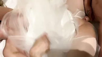 Wedding Night Threesome with Big Titted MILF and Cuckold Hubby