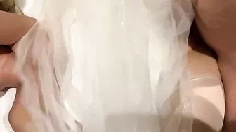 Wedding Night Threesome with Big Titted MILF and Cuckold Hubby