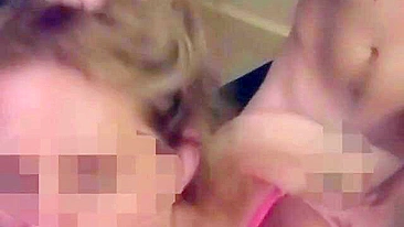 Blonde Wife Hot Homemade Threesome with Cuckold Hubby & Friend