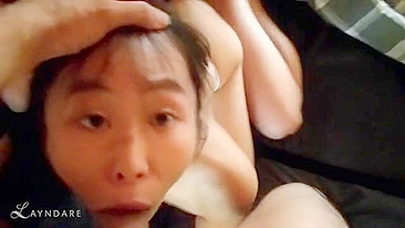 Amateur Asian Threesome Gets Rough with Spitroast and Gangbang