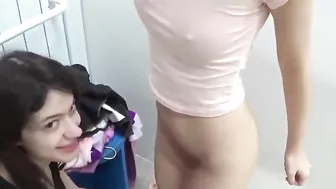 Amateur Bisexual Threesome Fun at the Mall