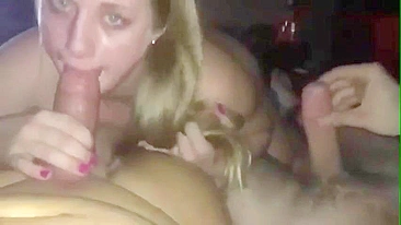 Homemade Threesome with Big Cocks and Moaning Sluts