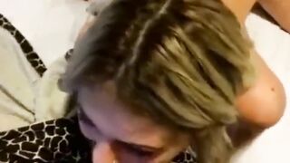 Blonde Teen Gets Double Facial in Amateur Threesome Gangbang