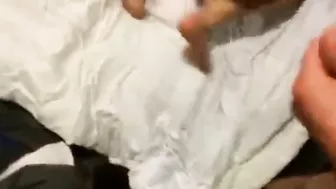 Blonde Teen Gets Double Facial in Amateur Threesome Gangbang