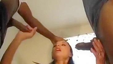 Wild Wife Gang Bang Threesome with Black Guys