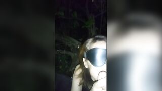 Outdoor Asian Threesome Blowjob with Cumshot and Facial