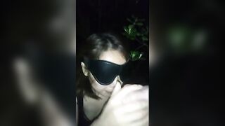 Outdoor Asian Threesome Blowjob with Cumshot and Facial