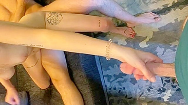 Amateur Wife Hot Threesome with Cuckold Hubby and Swinging Partner