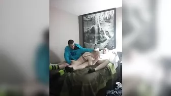 Amateur Blonde Fucks Two Men in Homemade Threesome