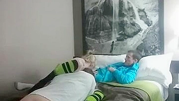 Amateur Blonde Fucks Two Men in Homemade Threesome