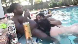 Interracial Spring Break Orgy in Pool with BBC & Blowjobs - Amateur Group Sex Party