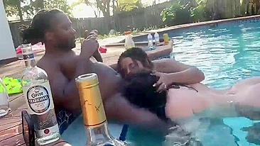 Interracial Spring Break Orgy in Pool with BBC & Blowjobs - Amateur Group Sex Party