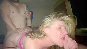 Amateur Wife Wild Threesome with Cuckold Hubby and Swinging Partners