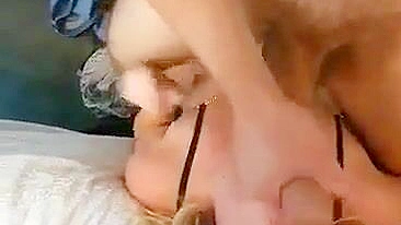 Blonde Wife Cum-Filled Facial in Group Swinger Sex with Hubby as Cuckold