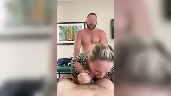 Homemade Wife Threesome with Naughty MILF and Cuckold Hubby