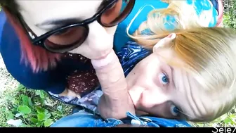 Amateur Threesome Blowjob in the Park with Cum Swap and FFM Amateur Threesome Blowjob in the Park with Cum Swap and FFM