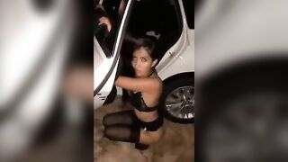 Amateur Latina Threesome Double Fucked Outdoors with Cumshots and Facials