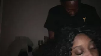 Black Ebony Fucks Two in Amateur Threesome
