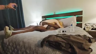 Blonde Wife Interracial Gangbang Threesome with Cuckold Hubby