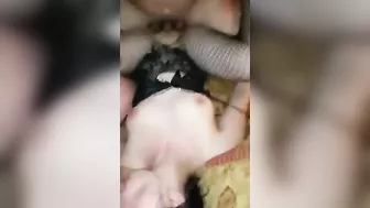 Amateur Threesome Gets Double Teamed & Jizzed in Homemade Porn