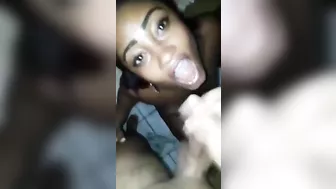 Interracial Cum Slut Gets Double Facials from Ebony Beauty