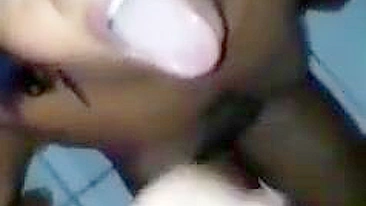 Interracial Cum Slut Gets Double Facials from Ebony Beauty