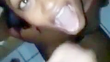 Interracial Cum Slut Gets Double Facials from Ebony Beauty