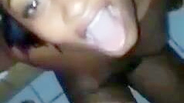 Interracial Cum Slut Gets Double Facials from Ebony Beauty