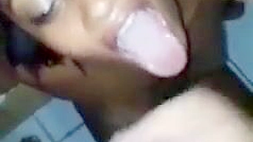 Interracial Cum Slut Gets Double Facials from Ebony Beauty