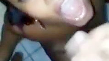 Interracial Cum Slut Gets Double Facials from Ebony Beauty