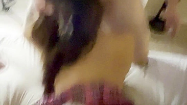 Parisian Slut Latina MILF Fake Tits in Deep Throat Spitroast