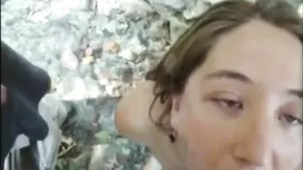 Blonde Blowjob Queen Gets Double Cumshots in Outdoor Threesome