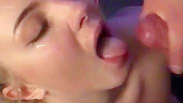 Amateur Flight Attendant Homemade Threesome with Blowjobs