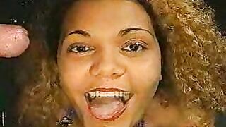 Amateur German Ebony Teen Swallows 3 Cumloads in Blowjob & Facial Bukkake