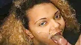 Amateur German Ebony Teen Swallows 3 Cumloads in Blowjob & Facial Bukkake