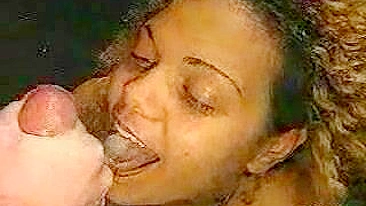 Amateur German Ebony Teen Swallows 3 Cumloads in Blowjob & Facial Bukkake