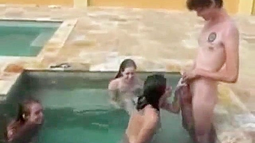 Wild College Orgy! Amateur Teens go Crazy at Pool Sex Party