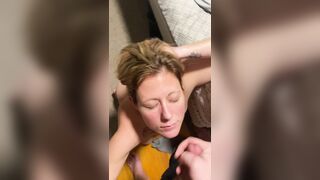 Wife's Delight - Hubby Gives Her Facial After Jerking Off