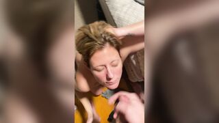 Wife's Delight - Hubby Gives Her Facial After Jerking Off