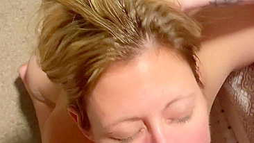 Wife's Delight - Hubby Gives Her Facial After Jerking Off